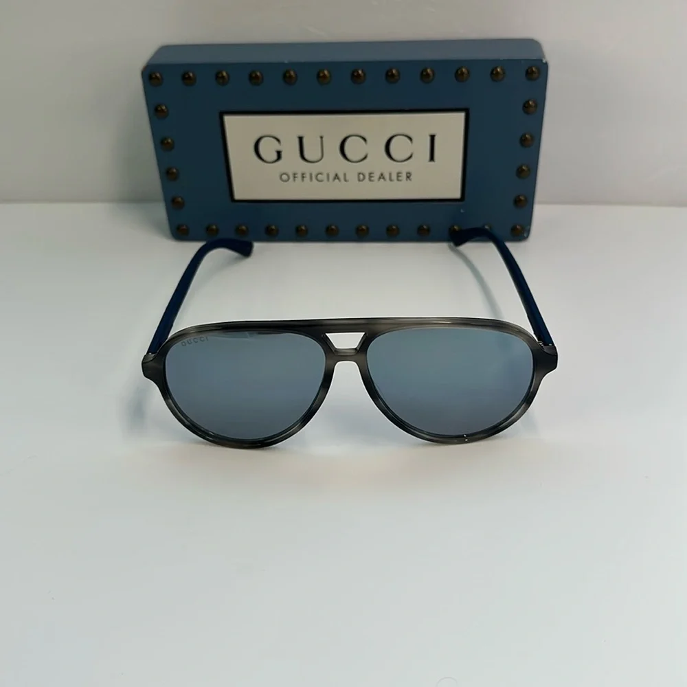 New- Gucci GG0423S 010 Pilot Sunglasses - Authentic Polarized Grey, 60mm”